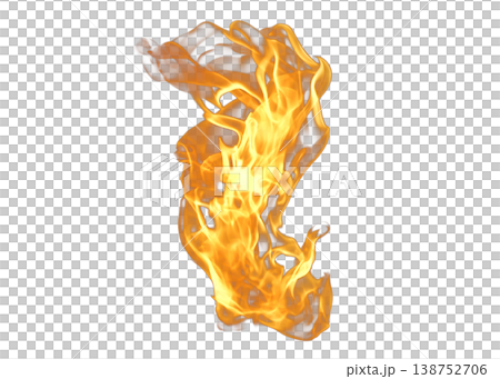 Bright orange and yellow fire with transparent...のイラスト素材 [138752706 ...