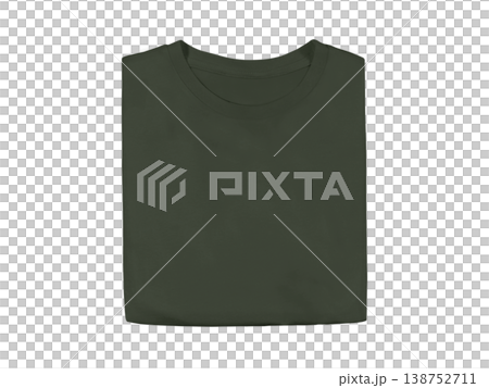 Heather Miltary Green colour blank fashion folded tee front mockup template Heather Miltary Green colour blank fashion folded tee front mockup template 138752711