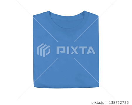 Iris Blue colour blank fashion folded tee front mockup template Iris Blue colour blank fashion folded tee front mockup template 138752726