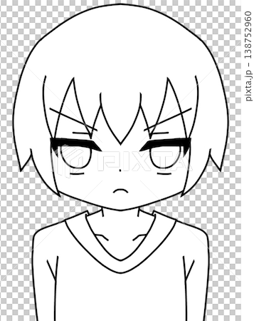 じーとみてる人 険しい表情 色なしバージョン じーとみてる人 険しい表情 色なしバージョン 138752960