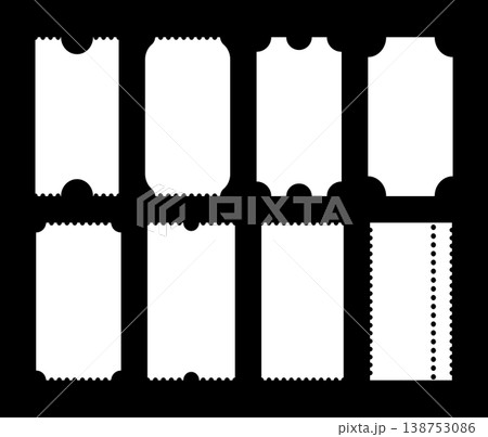 Admit one ticket mockup. Ticket pattern for cinema, circus, theater, festival, casino, club. Empty template. Minimalist boarding blanks, lottery, sale coupons layouts. Set of blank backgrounds. 138753086