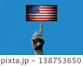 Hand Holding USA Flag for Independence Day, Creative Halftone Collage 138753650