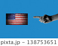 Hand Holding USA Flag for Independence Day, Creative Halftone Collage 138753651