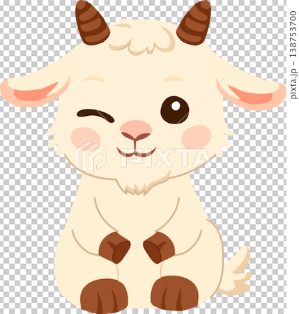 kawaii goat cute farm animal illustration adorable baby goat character smiling kawaii goat cute farm animal illustration adorable baby goat character smiling 138753700