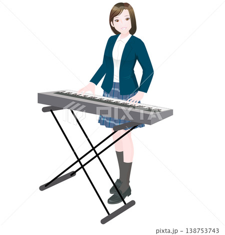 キーボードを演奏する女子高生 138753743