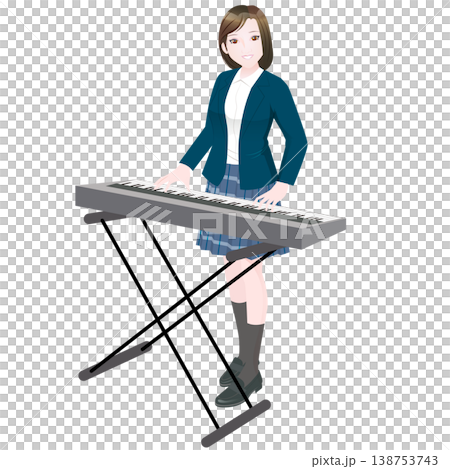 キーボードを演奏する女子高生 138753743
