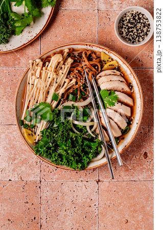 Asian miso ramen noodle soup. Asian miso ramen noodle soup. 138753822