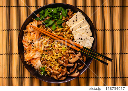 Korean style instant noodle, Shin Ramyeon. 138754037