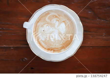 hot cofffee, cappuccino coffee or latte coffee or flat white or latte art 138754247