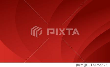 赤のウェーブ抽象背景素材、流れる曲線とグラデーションで構成したスタイリッシュなデザイン 138755577