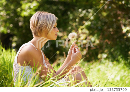 Dandelion, outdoor and woman with nature, relax and summer with hope, forest and vacation with ideas. Person, park and girl with sunshine, woods and holiday with travelling, sitting and spring Dandelion, outdoor and woman with nature, relax and summer with hope, forest and vacation with ideas. Person, park and girl with sunshine, woods and holiday with travelling, sitting and spring 138755799