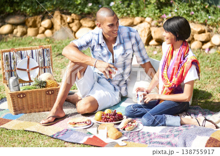 Happy, couple and picnic park love for romance eat, food basket for sun smile celebration. Man, woman and outdoor summer diet or fruit eating vacation holiday lunch or connection, meal date on grass Happy, couple and picnic park love for romance eat, food basket for sun smile celebration. Man, woman and outdoor summer diet or fruit eating vacation holiday lunch or connection, meal date on grass 138755917