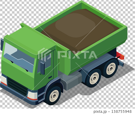 Isometric construction dump truck illustration Isometric construction dump truck illustration 138755948