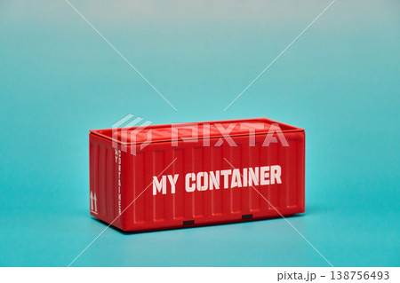 Red Shipping Container Isolated on Blue Background 138756493