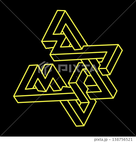 Escher style. Impossible optical illusion shapes. Optical art objects. Impossible figures. Sacred geometry.  138756521