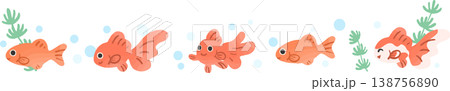 かわいい金魚の下部装飾フレーム 背景透過ベクター｜フッター・バナー向け和風デザイン素材 138756890