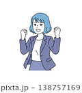 ガッツポーズをする女性ビジネスパーソンのベクターイラスト 138757169