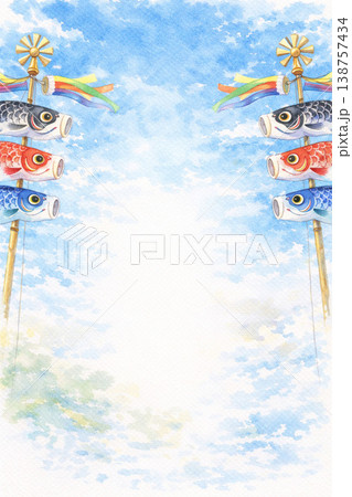 こどもの日シリーズ：鯉のぼりの和風フレーム 138757434