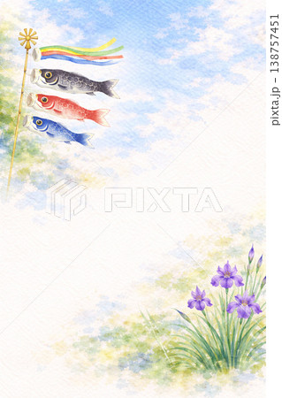 こどもの日シリーズ:対角配置の鯉のぼり背景素材 こどもの日シリーズ:対角配置の鯉のぼり背景素材 138757451