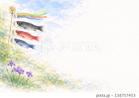 こどもの日シリーズ：横長パノラマの完全余白背景 138757453