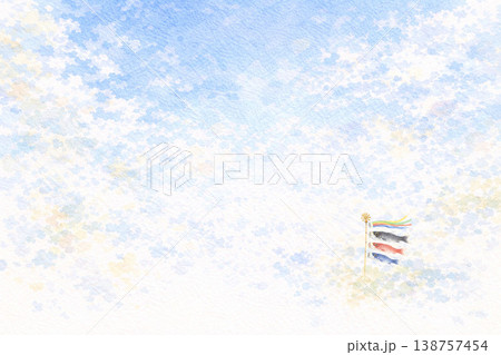 こどもの日シリーズ:空を飛ぶ遠景の小さな鯉のぼり こどもの日シリーズ:空を飛ぶ遠景の小さな鯉のぼり 138757454