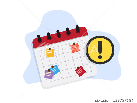 Title Calendar With Reminder Notes and Attention Alert Stock Illustration. 138757584