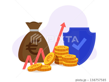 Financial Growth and Asset Protection with Euro Wealth Stock Illustration. Financial Growth and Asset Protection with Euro Wealth Stock Illustration. 138757585