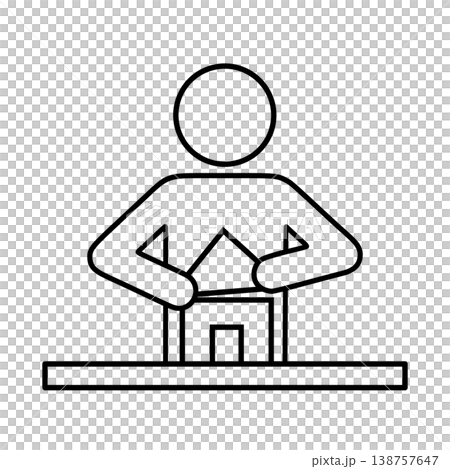 用積木搭建房子的人的線條圖標 138757647