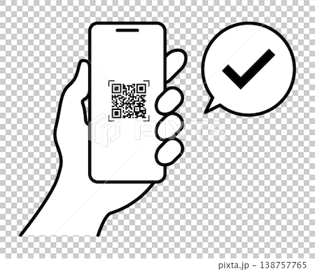 智慧型手機二維碼認證插畫（向量圖） 138757765