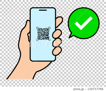 Smartphone QR code authentication illustration (vector material) Smartphone QR code authentication illustration (vector material) 138757766