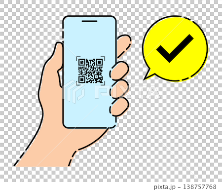 スマホQRコード認証のイラスト ベクター素材 スマホQRコード認証のイラスト ベクター素材 138757768