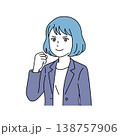 片手でガッツポーズをする女性ビジネスパーソンのベクターイラスト 138757906