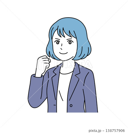 片手でガッツポーズをする女性ビジネスパーソンのベクターイラスト 138757906