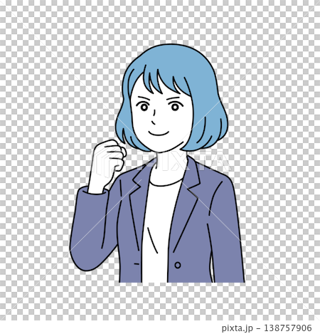 片手でガッツポーズをする女性ビジネスパーソンのベクターイラスト 138757906