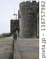 Caernarfon castle ancient stone wall street lamp 138757982