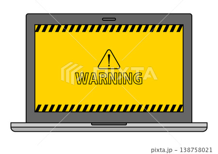 「WARNING」表示のノートパソコン画面 ワンクリック詐欺・架空請求のイメージ 「WARNING」表示のノートパソコン画面 ワンクリック詐欺・架空請求のイメージ 138758021