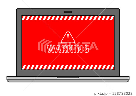 「WARNING」表示のノートパソコン画面 ワンクリック詐欺・架空請求のイメージ 138758022