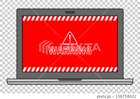 「WARNING」表示のノートパソコン画面 ワンクリック詐欺・架空請求のイメージ 138758022