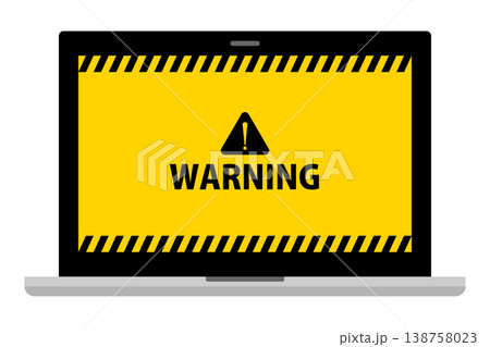 「WARNING」表示のノートパソコン画面 ワンクリック詐欺・架空請求のイメージ 138758023