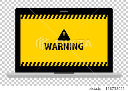 「WARNING」表示のノートパソコン画面 ワンクリック詐欺・架空請求のイメージ 138758023
