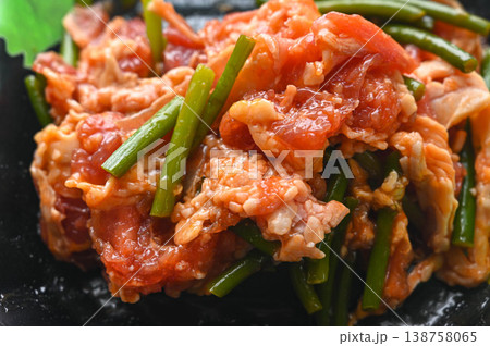 味付きにんにくの芽と牛肉 味付きにんにくの芽と牛肉 138758065