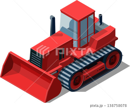 Isometric bulldozer construction vehicle illustration 138758078