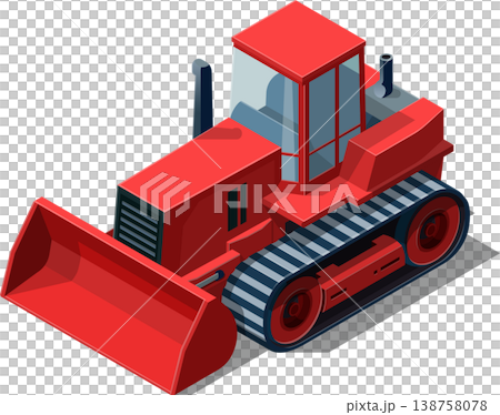 Isometric bulldozer construction vehicle illustration 138758078