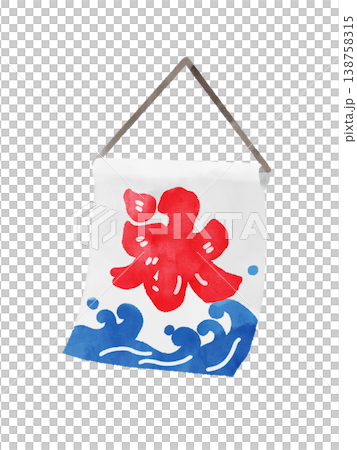 Shaved ice hanging banner, watercolor style, illustration material for festival/summer fair sign. Shaved ice hanging banner, watercolor style, illustration material for festival/summer fair sign. 138758315