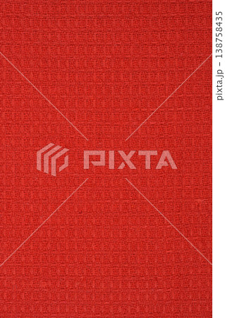 Red Waffle Weave Cotton Fabric Texture Red Waffle Weave Cotton Fabric Texture 138758435