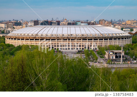 View of the Luzhniki Stadium Sports Complex from the observation deck on Vorobyovy Gory. 138758483