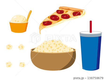 ジャンクフードのイラストのセット　映画鑑賞向け 138758679