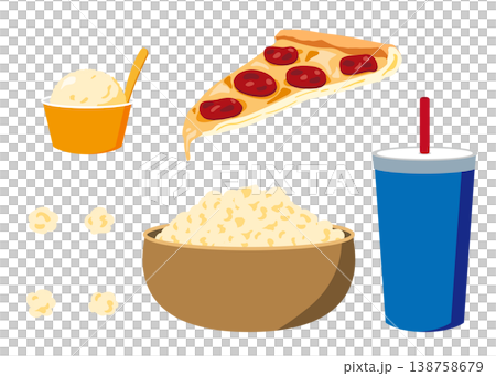 ジャンクフードのイラストのセット　映画鑑賞向け 138758679
