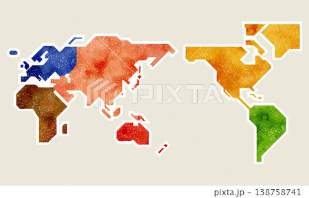水彩グランジの世界地図 水彩グランジの世界地図 138758741
