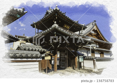 水彩画風 臼杵 二王座歴史の道 善法寺 大分県臼杵市 水彩画風 臼杵 二王座歴史の道 善法寺 大分県臼杵市 138758783